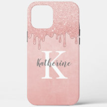 Girl Rose Gold Blush Pink Glitzer Monogram