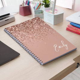 Girl Rose Gold Blush Pink Glitzer Monogram Notizblock