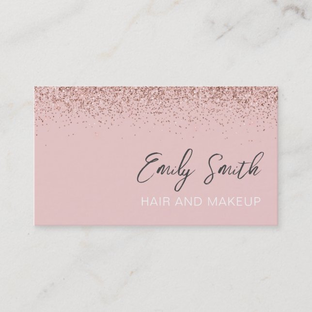 Girl Rose Gold Blush Pink Glitzer Visitenkarte (Vorderseite)