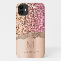 Girl Rose Gold Blush Pink Imitate Glitzer Monogram