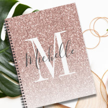 Girl Rose Gold Blush Rosa Glitzer Monogram Name