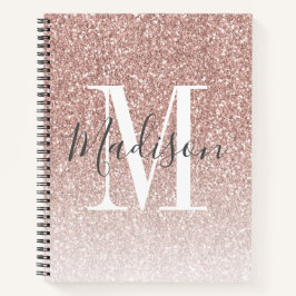 Girl Rose Gold Blush Rosa Glitzer Monogram Name Notizbuch