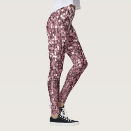 Girl Rose Gold Funkelnd Pink Glitzer Sequin Leggings