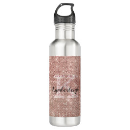Girl Rose Gold Glam Diamond Glitzer Monogram Name Edelstahlflasche