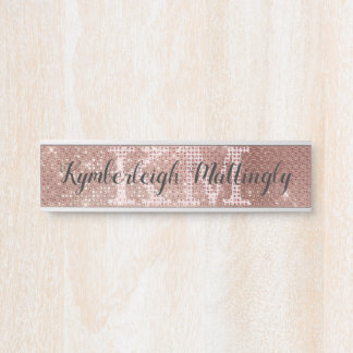 Girl Rose Gold Glam Glitzer Sparkle Monogram Name Türschild