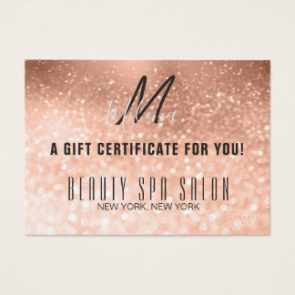 Girl Rose Gold Glittery Monogramme Certificat cade
