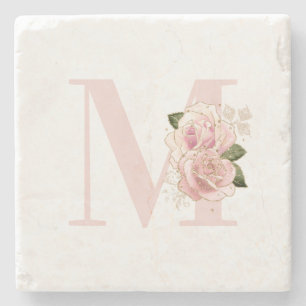 Girl Rose Gold Glitzer Blush Monogramm Steinuntersetzer