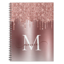 Girl Rose Gold Glitzer Blush Ombre Monogram Name