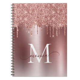 Girl Rose Gold Glitzer Blush Ombre Monogram Name Notizblock