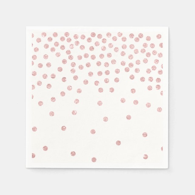 Girl-Rose Gold Glitzer Konfetti Polka Punkte Serviette (Vorderseite)