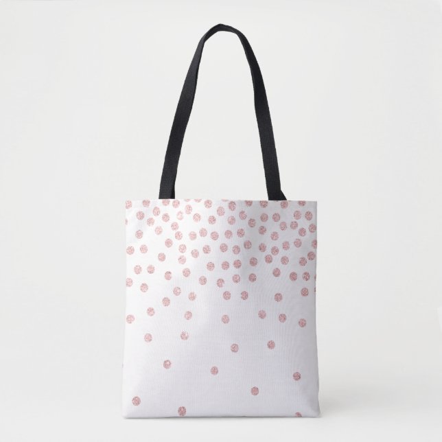 Girl-Rose Gold Glitzer Konfetti Polka Punkte Tasche (Vorderseite)