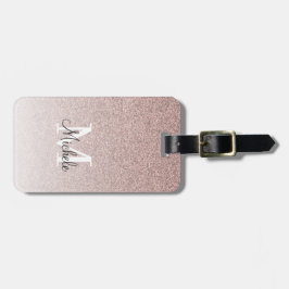 Girl Rose Gold Glitzer Monogram Blush Pink Script Gepäckanhänger