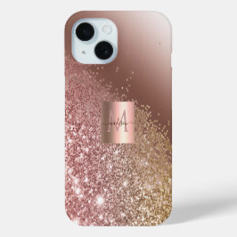 Girl Rose Gold Glitzer Name Monogram Case-Mate iPhone Hülle