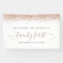 Girl Rose Gold Glitzer Name Willkommen 21 Banner