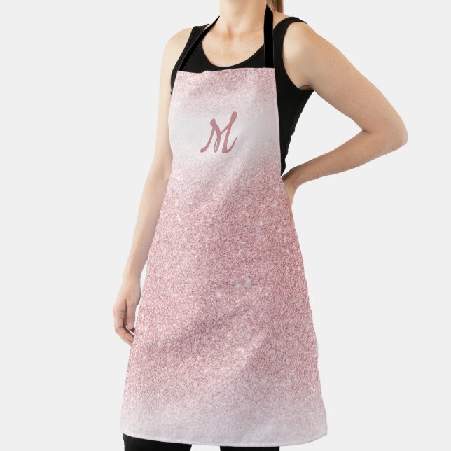 Girl Rose Gold Glitzer Ombre Monogram Schürze (InSitu)