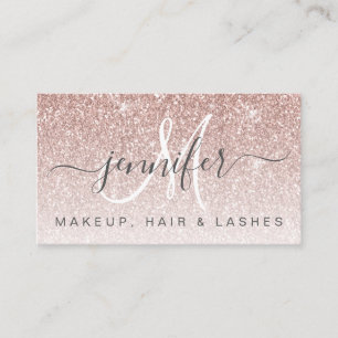 Girl Rose Gold Glitzer Open COVID Makeup Hair Visitenkarte