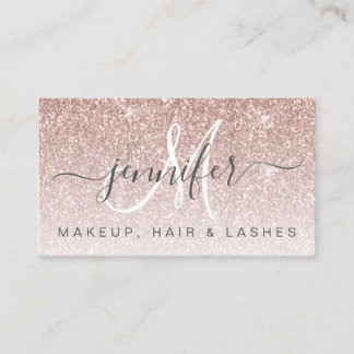 Girl Rose Gold Glitzer Open COVID Makeup Hair Visitenkarte