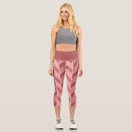 Girl Rose Gold Glitzer Pink Herringbone Zickzack Capri Leggings
