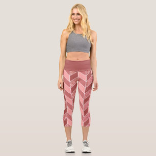 Girl Rose Gold Glitzer Pink Herringbone Zickzack Capri Leggings