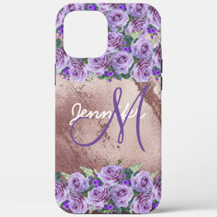 Girl Rose Gold Glitzer Script Monogram  Case-Mate iPhone Hülle
