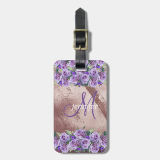 Girl Rose Gold Glitzer Script Monogram Gepäckanhänger