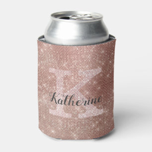 Girl Rose Gold Glitzer Sparkle Glam Monogram Name Dosenkühler