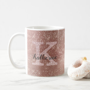 Girl Rose Gold Glitzer Sparkle Glam Monogramm Name Kaffeetasse