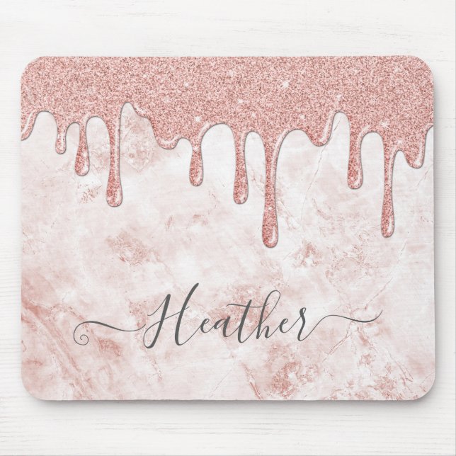 Girl Rose Gold Glitzer Tropfen Mouse Pad Mousepad (Vorne)