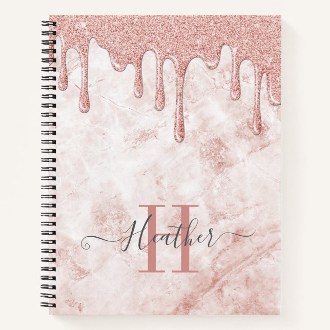Girl Rose Gold Glitzer Tropfen Notebook Notizbuch (Vorderseite)
