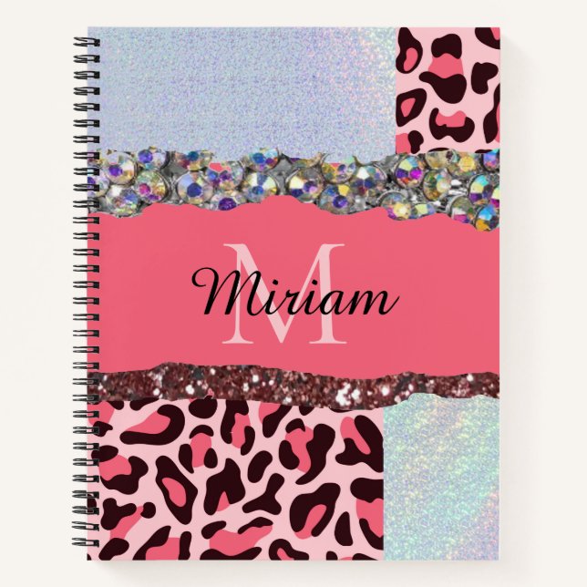 Girl Rose Gold Glitzer Tropfen Rosa Moderne Notizbuch (Vorderseite)
