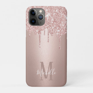 Girl Rose Gold Glitzer Tropfen Script Name Monogra Case-Mate iPhone Hülle