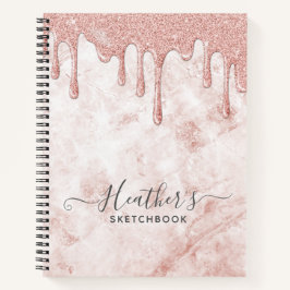 Girl Rose Gold Glitzer Tropfen Sketchbook Notizbuch