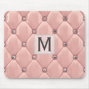Girl Rose Gold Imitate Leather Diamonds Mit Monogr Mousepad