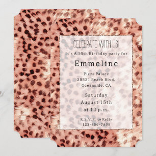 Girl Rose Gold Leopard Print Einladung