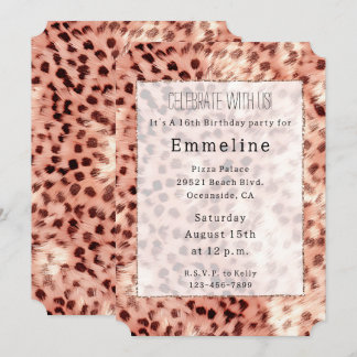 Girl Rose Gold Leopard Print Einladung