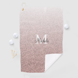 Girl Rose Gold Pink Glitzer Monogram Script Golfhandtuch