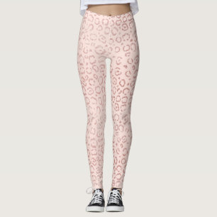 Girl Rose Gold Pink Trendy Leopard Cheetah Print  Leggings