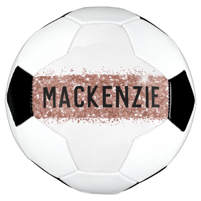 Girl-Rose Gold Rosa Funkelnd Monogramm-Name Fußball (Gedreht)