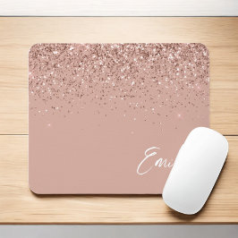 Girl Rose Gold - Rosa Glitzer Monogramm Mous Mousepad