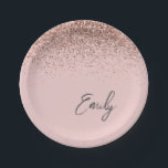 Girl Rose Gold - Rosa Glitzer Monogramm Pappteller<br><div class="desc">Rose Gold - Schwarz Rosa Sparkle Glitzer Monogram Name und Initial Party Teller. Das macht den perfekten 16 Geburtstag,  Hochzeit,  Brautparty,  Jubiläum,  Babydusche oder Junggeselinnen-Abschied Geschenk für jemanden,  der Lieben glamourösen Luxus und schicke Stile.</div>