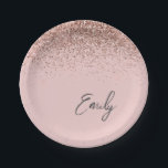 Girl Rose Gold - Rosa Glitzer Monogramm Pappteller<br><div class="desc">Rose Gold - Schwarz Rosa Sparkle Glitzer Monogram Name und Initial Party Teller. Das macht den perfekten 16 Geburtstag,  Hochzeit,  Brautparty,  Jubiläum,  Babydusche oder Junggeselinnen-Abschied Geschenk für jemanden,  der Lieben glamourösen Luxus und schicke Stile.</div>