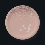Girl Rose Gold - Rosa Glitzer Monogramm Pappteller<br><div class="desc">Rose Gold - Schwarz Rosa Sparkle Glitzer Monogram Name und Initial Party Teller. Das macht den perfekten 16 Geburtstag,  Hochzeit,  Brautparty,  Jubiläum,  Babydusche oder Junggeselinnen-Abschied Geschenk für jemanden,  der Lieben glamourösen Luxus und schicke Stile.</div>