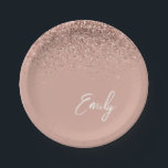 Girl Rose Gold - Rosa Glitzer Monogramm Pappteller<br><div class="desc">Rose Gold - Schwarz Rosa Sparkle Glitzer Monogram Name und Initial Party Teller. Das macht den perfekten 16 Geburtstag,  Hochzeit,  Brautparty,  Jubiläum,  Babydusche oder Junggeselinnen-Abschied Geschenk für jemanden,  der Lieben glamourösen Luxus und schicke Stile.</div>