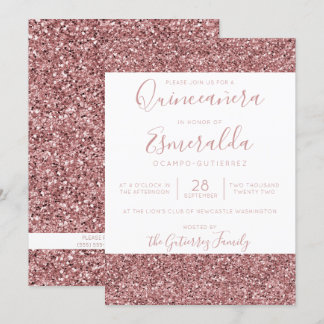 Girl Rose Gold Rosa Glitzer Sparkle Einladung