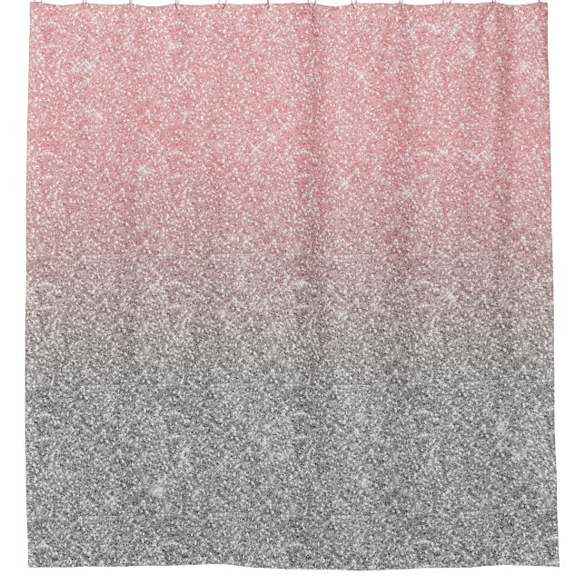 Girl Rose Gold Silver Glitzer Ombre Design Duschvorhang (Vorderseite)