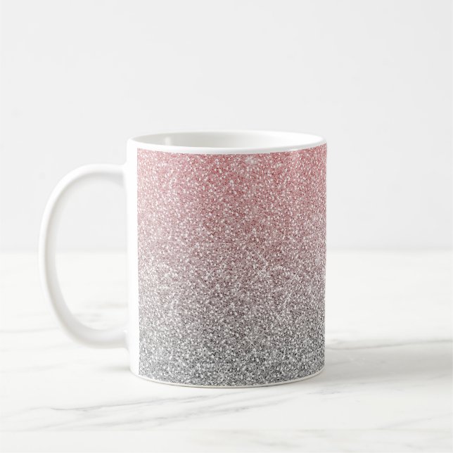 Girl Rose Gold Silver Glitzer Ombre Design Kaffeetasse (Links)