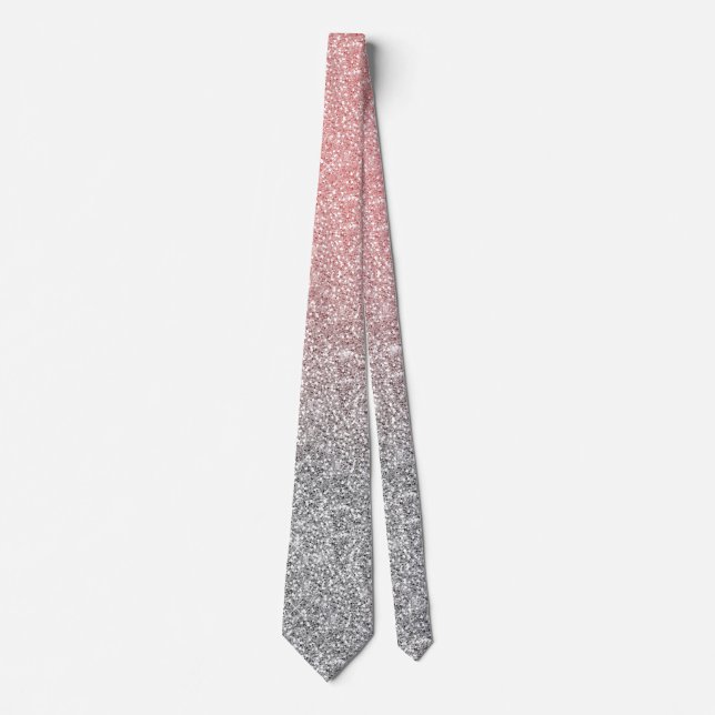 Girl Rose Gold Silver Glitzer Ombre Design Krawatte (Vorderseite)
