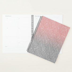 Girl Rose Gold & Silver Ombre Glitzer Design Planer