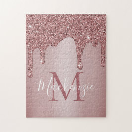 Girl Rose Gold Sparkle Glitzer Tropfen Monogram