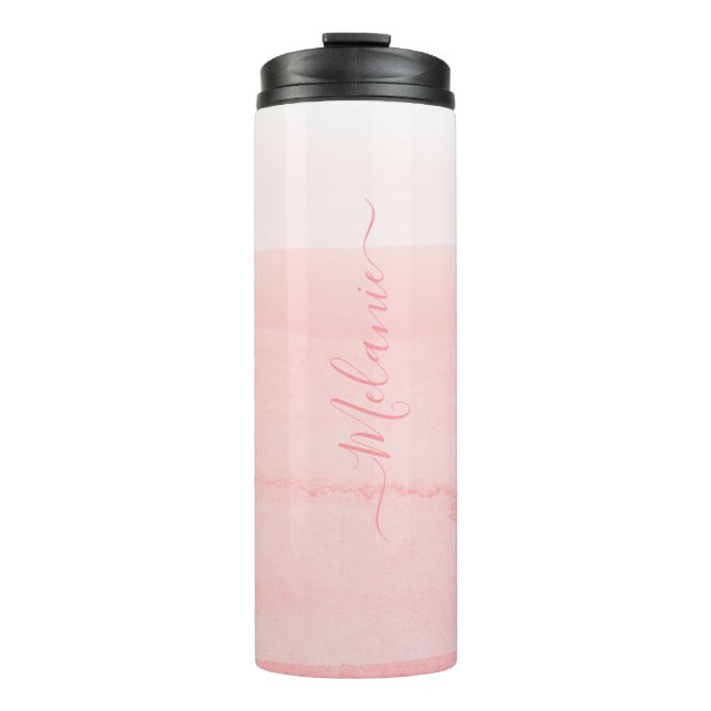 Girl-Rose ombre custom mit Monogramm Thermosbecher (Vorderseite)